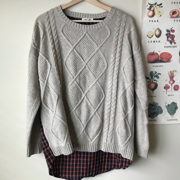 Mystree Sweaters - Mystree cable knit sweater with plaid